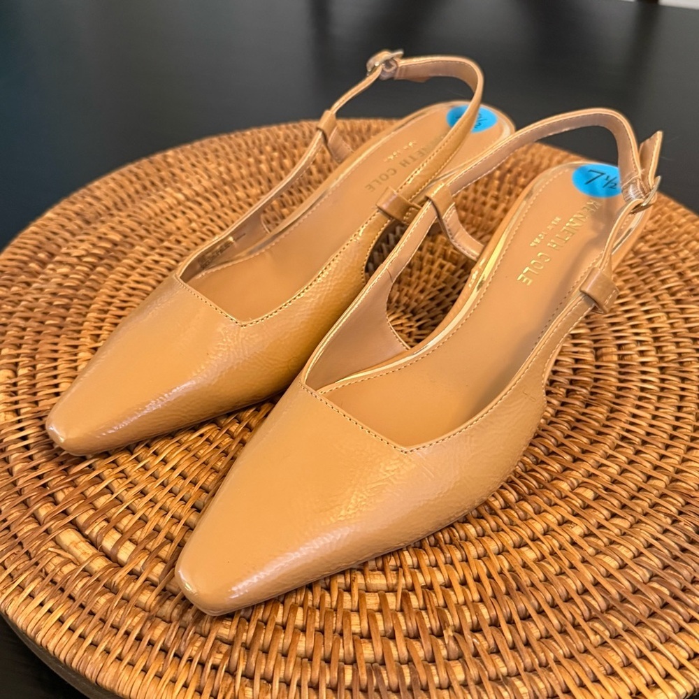 Kenneth Cole Tan Pointed Toe Slingback Heels